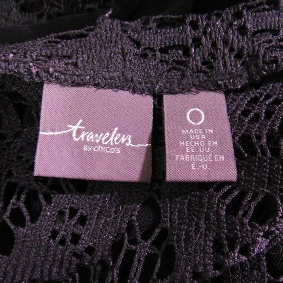 TRAVELERS by CHICO'S Black Witchy Eyelet Lace Sleeveless Cardigan Vest - S XS - Picture 5 of 8